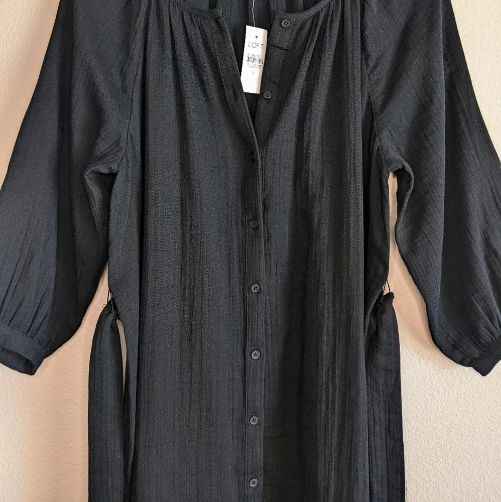 NWT Loft Black Shirt Dress Swim Cover-Up